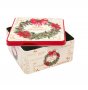 Коледна кутия Mercado Trade, За сладки, Метал, Коледен венец, Екрю, снимка 2