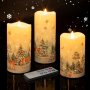 Свещи Eywamage Forest Deer Snowflakes, Коледни свещи с дистанционно, снимка 1