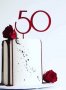 50 години рожден ден червен твърд топер табела украса за торта юбилей годишнина, снимка 1 - Други - 33065280