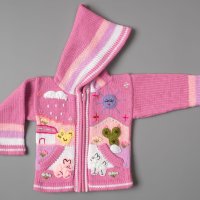 Бледо розова перуанска детска жилетка, размери от 0 до 7 години , снимка 1 - Детски пуловери и жилетки - 35537480