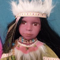 Красива порцеланова / керамична кукла индианка 60 см, снимка 2 - Кукли - 44015821