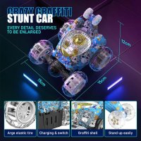 Акумулаторна кола с дистанционно управление  RC Stunt Car 360°Flips Rotation с LED светлина и музика, снимка 7 - Коли, камиони, мотори, писти - 43850055