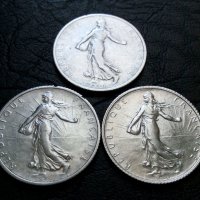 1 франк 1915 1916 1917 сребро, снимка 2 - Нумизматика и бонистика - 36741959