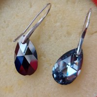 Масивни сребърни обеци с кристали Swarovski / проба 925, снимка 6 - Обеци - 32726661