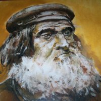 Страхотен маслен портрет на възрастен мъж от 19 век, худ Десислава Илиева, снимка 1 - Картини - 28309941
