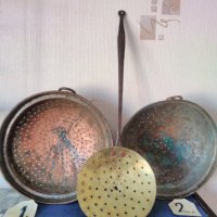 Стари гевгири,цедки- сита, ръчно изковани от мед над 100 годишни., снимка 2 - Антикварни и старинни предмети - 42589099