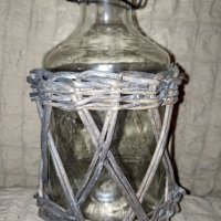Винтидж стъклен фенер/ свещник  с ракита, снимка 1 - Антикварни и старинни предмети - 43633639
