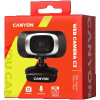 Уеб Камера CANYON CNE-CWC3N Черна 720p HD Вграден микрофон Функция на въртене на 360°, снимка 3 - Камери - 36643093