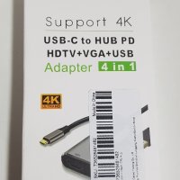 USB hub към VGA HDMI PD USB 3 за лаптоп таблет смартфон УСБ  хъб, снимка 2 - Други - 42950173