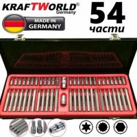 Немски Накрайници за гедоре KraftWorld 54 части битове за тресчотка  : 3/8" & 1/2", снимка 1 - Други инструменти - 38056174
