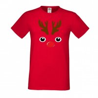 Мъжка тениска Коледа DEER FACE, снимка 2 - Тениски - 34690539