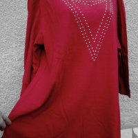 3XL /4XL Нова червена блуза с  капси  , снимка 2 - Блузи с дълъг ръкав и пуловери - 37995362