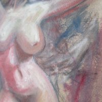 55х39см Майсторски маслен пастел, Гола Жена Еротика, голяма картина, снимка 8 - Картини - 28888435