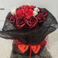 Букет със 18 сапунени рози., снимка 1 - Изкуствени цветя - 43870040