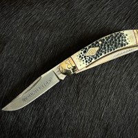 Колекционерски джобен сгъваем нож с два остриета RR Sowbelly Trapper Buckshot Bone. (RR1906), снимка 1 - Ножове - 43377114