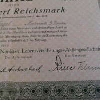 Акция | Alba-Nordstern Lebensversicherungs | 1925г., снимка 4 - Нумизматика и бонистика - 33273284