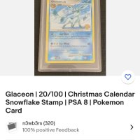 Pokemon Glaceon 20/100 Холо печат Снежинка, снимка 8 - Колекции - 43911913