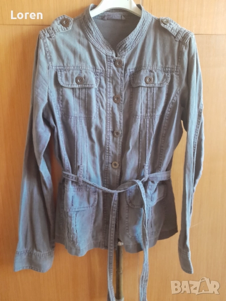 Дамско сиво сако с коланче, снимка 1