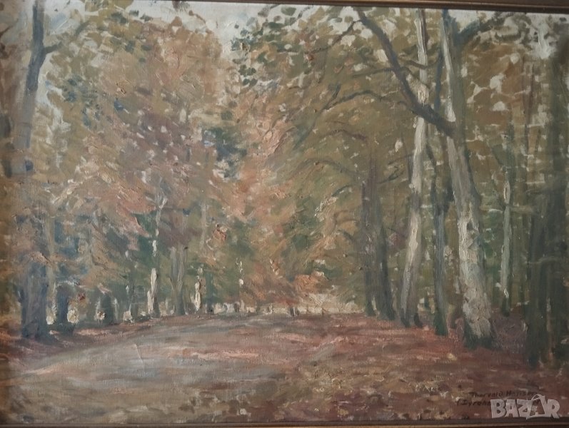 Стара картина-горски пейзаж, снимка 1