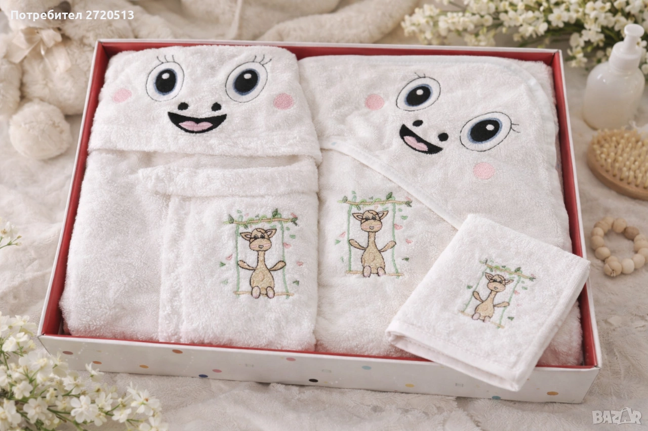 Бебешки комплект за баня – Unicorn (Baby Bathrobe Set), снимка 1
