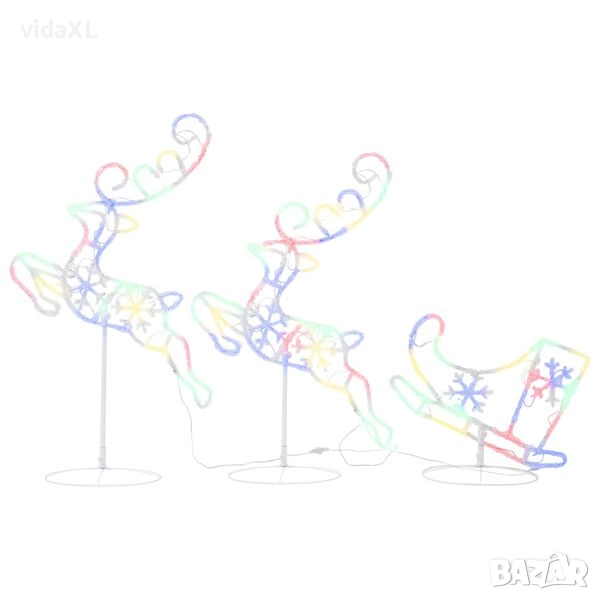 vidaXL Акрилни летящи коледни елени с шейна, 260x21x87 см, цветни(SKU:328512), снимка 1