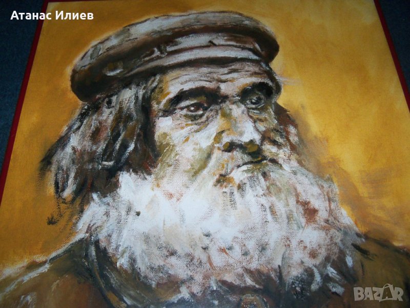 Страхотен маслен портрет на възрастен мъж от 19 век, худ Десислава Илиева, снимка 1