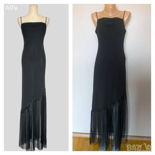 дълга, черна рокля, снимка 1