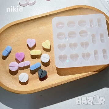 Хапчета таблетки лекарства лекарски медицински силиконов молд форма фондан смола шоколад декор , снимка 1
