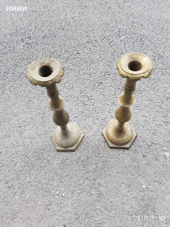 Бронзов свещник 2 бр, снимка 1