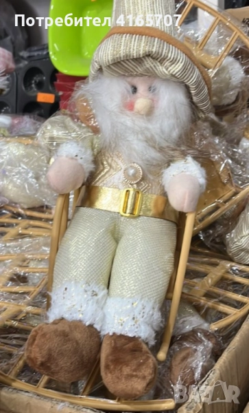 Декоративен Дядо Коледа с люлееща се шейна, снимка 1