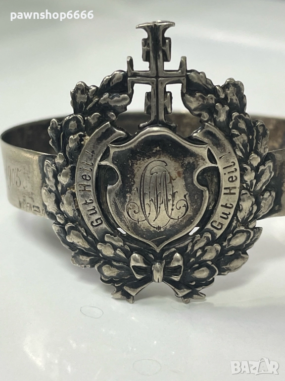 Продавам автентична историческа сребърна наградна гривна от Австро-Унгария, изработена във Виена пре, снимка 1