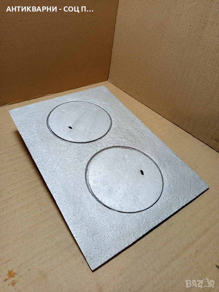 Соц Стара Чугунена Плоча От Стара Печка За Камини Камина Барбекюта Барбекю. , снимка 1