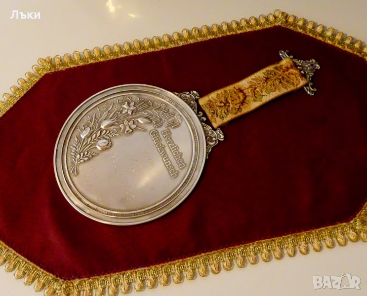 Старинно гравирано пано от калай за 40 годишен юбилей. , снимка 1