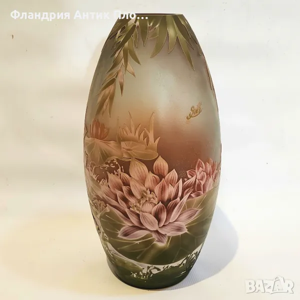 Френска арт нуво ваза в стила на Émile Gallé, снимка 1