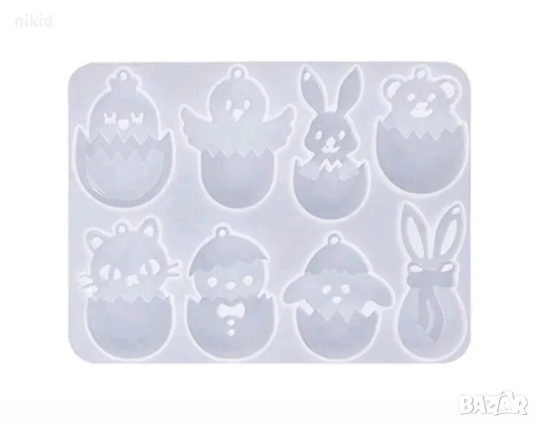 Пиле заек зайче в яйце Великден Великденски силиконов молд форма фондан смола шоколад гипс висулка, снимка 1