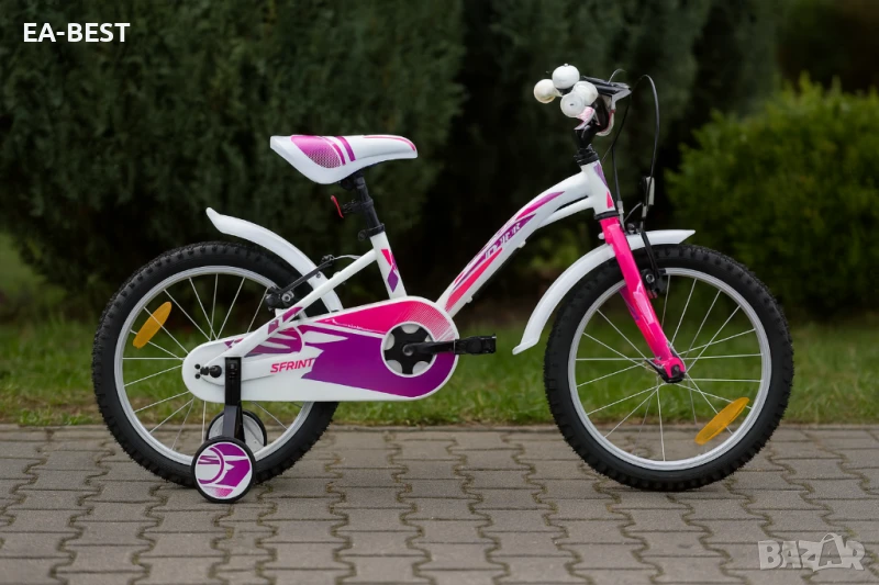 🚲✨ Детски велосипед ALICE 18- Бяло с розово и лилаво ✨🚲
, снимка 1