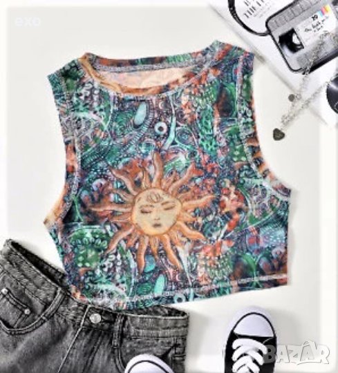 Секси къс топ, Модерен прозрачен топ, Еластичен къс топ, къс топ, снимка 1