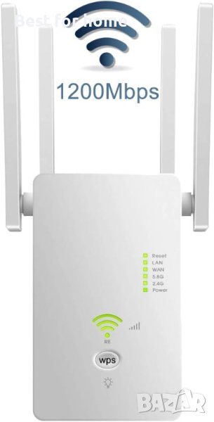 WiFi Range Extender, до 1200Mbps, 2,4 & 5GHz двулентов WiFi ретранслатор WiFi усилвател на сигнала с, снимка 1