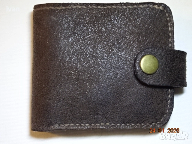 мъжки портфейл от естествена кожа /ръчна изработка/, снимка 1