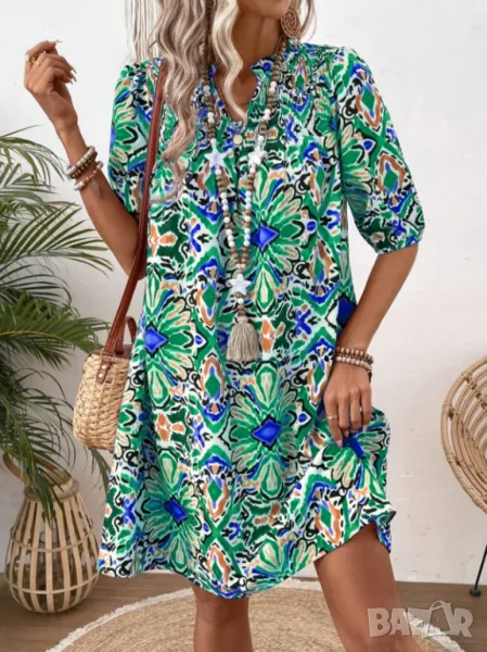  	Уникална Лятна Цветна Италия - Рокля с Ярки Наситени Цветове XL Размер , снимка 1