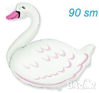 Бял Лебед голям фолио фолиев балон хелий или въздух парти рожден ден, снимка 1