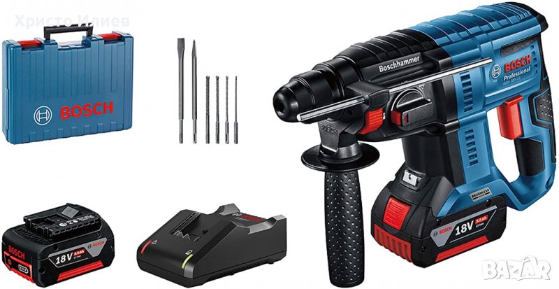 Bosch Professional Акумулаторен Безчетков Перфоратор Зарядно 2 Батерии 5Ah, снимка 1