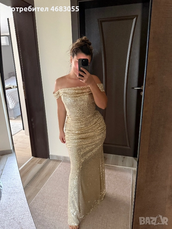 Златиста рокля с пайети, снимка 1