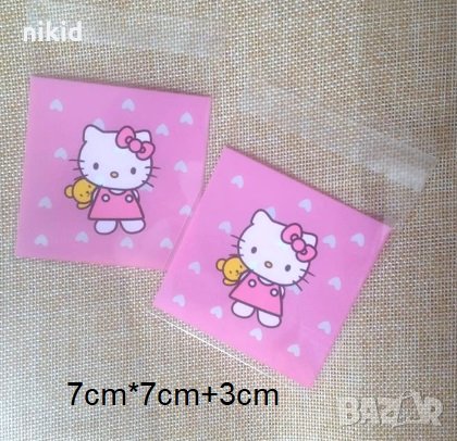 50 бр Hello Kitty Коте Кити с мече опаковъчни пликчета торбички за дребни сладки ръчна изработка, снимка 1