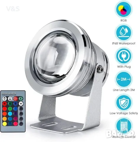 RGB подводна лампа за фонтан за декорация на осветление 90‑265V EU щепсел, снимка 4 - Лед осветление - 48341639