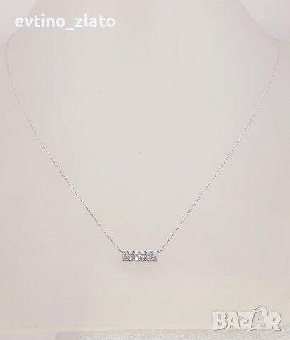 Златно колие 18К с диаманти , снимка 6 - Колиета, медальони, синджири - 40134325