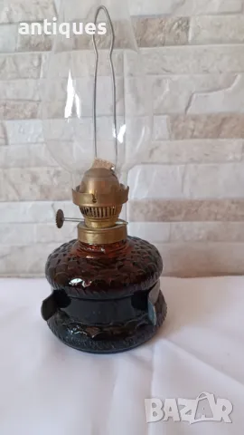 Стара газена лампа - българско производство от соц-а - кафява основа, снимка 3 - Антикварни и старинни предмети - 48613536