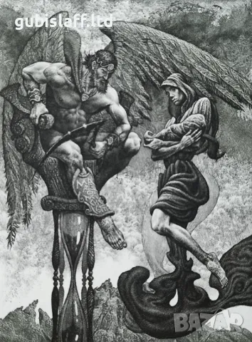 Картина, графика "Кронос", худ. Юлиян Йорданов, 2005 г., снимка 2 - Картини - 49869668