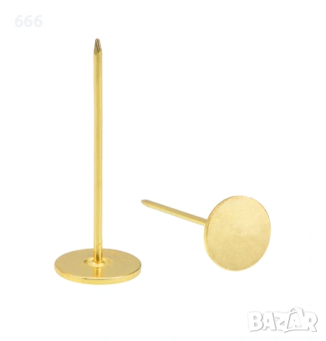 60 бр. 18 мм x 50 мм плоски декоративни тапицерски гвоздеи, мебелни пирони, златни