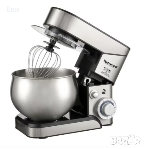 Планетарен миксер с купа от инокс Techwood TRO-1055, 1000W, 5л., 3бъркалки, 6степени + Pulse, Червен, снимка 8 - Прибори за хранене, готвене и сервиране - 51428219